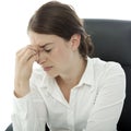 Young brunette business woman headache Royalty Free Stock Photo