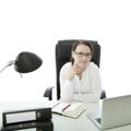 Young brunette businesswoman glasses looking cute Royalty Free Stock Photo