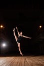 Young brunette dancer girl in split jump Royalty Free Stock Photo