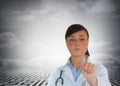 Young brunette doctor pointing Royalty Free Stock Photo