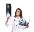 A young brunette female doctor with an xray Royalty Free Stock Photo
