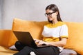 Young Brunette Girl Using Laptop Royalty Free Stock Photo