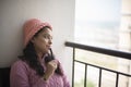 Young brunette Indian Bengali woman in winter garments