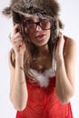 Young brunette portrait with Christmas theme