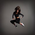 A young brunette woman in a beautiful jump Royalty Free Stock Photo