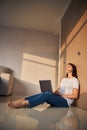 Young brunette woman being tired after work Royalty Free Stock Photo