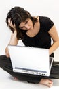 Young Brunette Woman Has Computer Problems Royalty Free Stock Photo