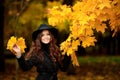 Young brunette woman portrait in autumn color Royalty Free Stock Photo