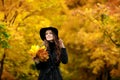 Young brunette woman portrait in autumn color Royalty Free Stock Photo