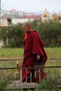 Young buddhist monk in ulan bator in mongolia