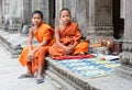 Young Buddhist monks at Angkor Wat Royalty Free Stock Photo