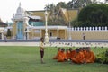 Young Buddhist monks in a garden, Phnom Penh, Cambodia Royalty Free Stock Photo