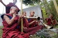 Young Buddhist Monks Playing Horns Royalty Free Stock Photo