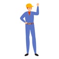 Young builder icon, cartoon style