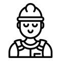 Young builder icon, outline style