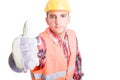 Young builder showing thumbs up Royalty Free Stock Photo
