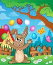 Young bunny with Easter eggs theme 4 Royalty Free Stock Photo