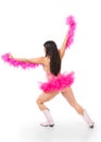 Young burlesque dancer in warrior pose Royalty Free Stock Photo