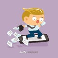 Young business hurry up character design