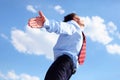 Young business man in a blue shirt and red tie Royalty Free Stock Photo