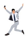 Young business man celebrating success vector art. Royalty Free Stock Photo