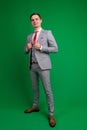 Young business man full body isolated on white and green background Royalty Free Stock Photo