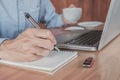 Young business man hands with pen writing Royalty Free Stock Photo