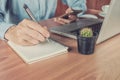 Young business man hands with pen writing Royalty Free Stock Photo