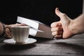 Young business man having a great idea while reading an interesting book Royalty Free Stock Photo