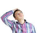 Young business man holding his head and thinking Royalty Free Stock Photo