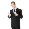 Young business man with house model Royalty Free Stock Photo