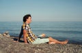Young Business Man Relaxing on Beach Royalty Free Stock Photo