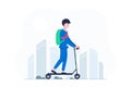 Young business man riding on electric scooter. Royalty Free Stock Photo