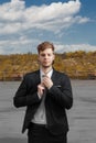 Young business man on roof top