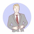 Young business man, smart, cool ,handsome guy in suit concept, Hand drawing character style vector
