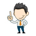 Young business man smiling happy and positive, showing pointing finger up Royalty Free Stock Photo
