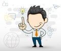 Young business man smiling happy and positive in cartoon style Royalty Free Stock Photo