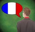 Young business man speaking french on school board Royalty Free Stock Photo