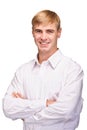 Young business man standing with crossed arms Royalty Free Stock Photo