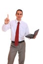 Young business man standing with laptop Royalty Free Stock Photo