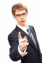 Young business man threaten whit finger Royalty Free Stock Photo