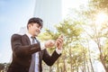 Young business man using mobile phone Royalty Free Stock Photo