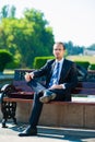 Young business man waiting for meeting Royalty Free Stock Photo