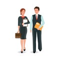 Young business man and woman in suit walking forward Royalty Free Stock Photo