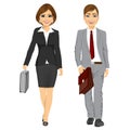 Young business man and woman walking forward Royalty Free Stock Photo