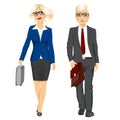 Young business man and woman walking forward Royalty Free Stock Photo