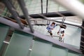 Young business people climb the stairs in the office Royalty Free Stock Photo