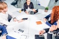 Business people group have meeting and working in modern bright office indoor Royalty Free Stock Photo