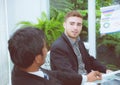 young business people making meeting and talking for analyzing marketing. Royalty Free Stock Photo