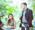 young business people making meeting and talking for analyzing marketing. Royalty Free Stock Photo